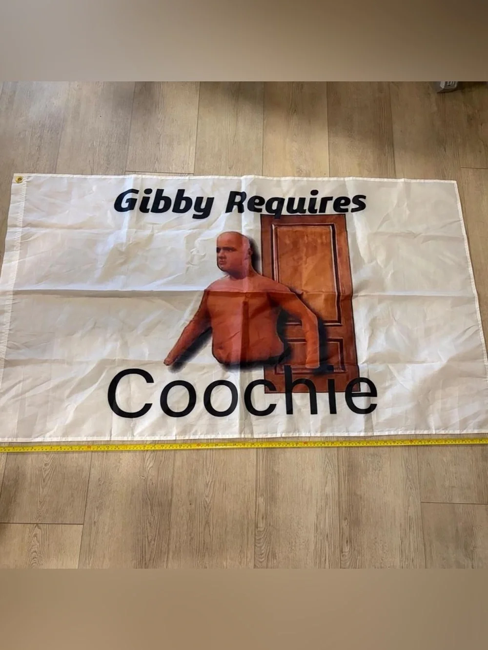 Gibby Requires Coochie Decorative Banner - White